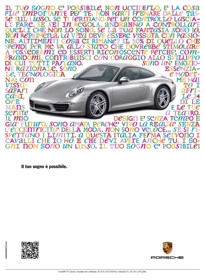 Campagna di comunicazione  - Il tuo sogno è possibile - Porsche Italia
